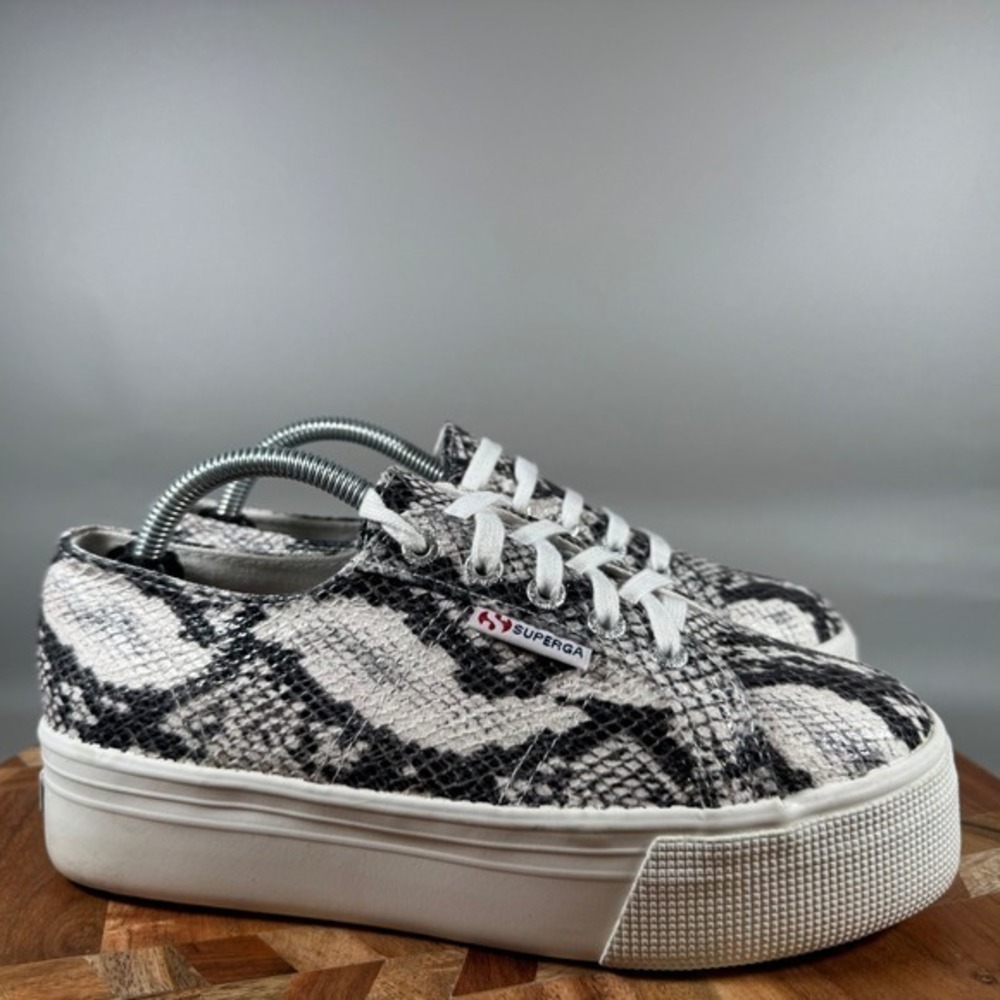 Superga 2790 Platform Sneakers‎ Womens 6.5 Grey Snakeskin Animal Print S00GB00